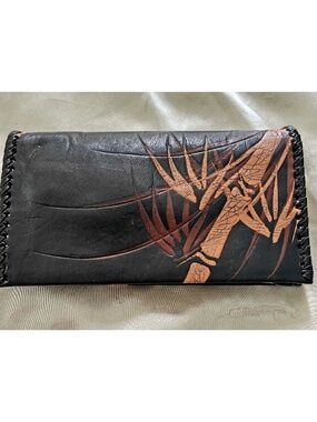 CLUTCH HANDCRAFTED IN BRAZIL, LEATHER, LOST WAX METHOD, ONE OF A KIND, BEIGE &